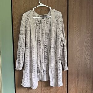 Elegant Beige Open-Knit Cardigan